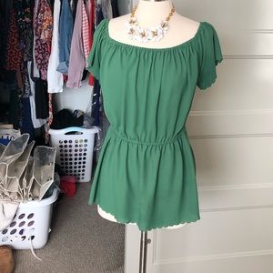 Anthro Postmark green short sleeved blouse M EUC